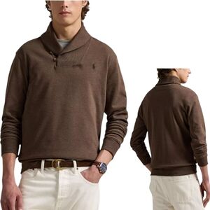 Polo Ralph Lauren Nutmeg Brown Shawl Collar Jersey Sweater XXL
